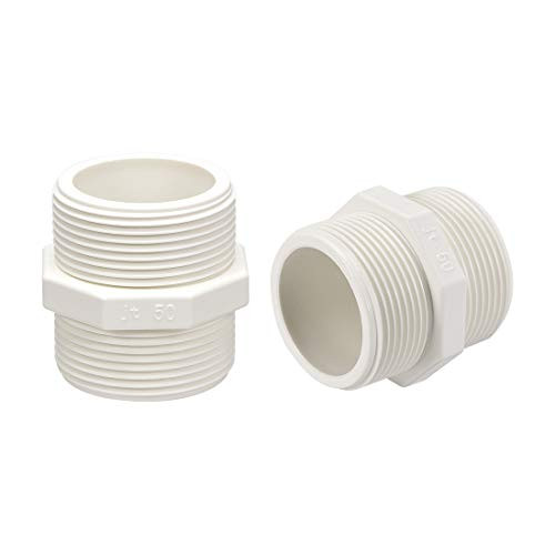 uxcell PVC Pipe Fitting Octagonal Nipple G1-1/2 X G1-1/2 Male Thread Adapter Connector 5pcs