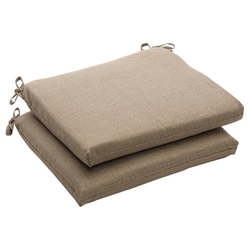 Pillow Perfect Indoor/Outdoor Taupe Textured Solid Square Seat Cushion, 2-Pack