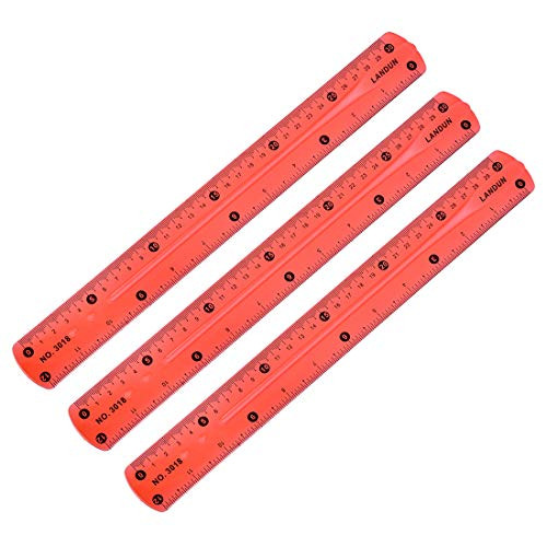 uxcell Flexible Straight Ruler 30cm 12 Inch Soft Plastic Measuring Tool 3pcs