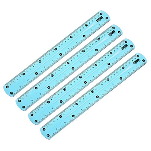 uxcell Flexible Straight Ruler 30cm 12 Inch Soft Plastic Measuring Tool 4pcs