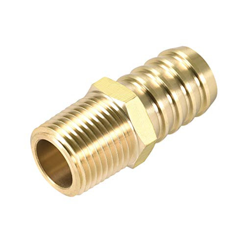 uxcell Brass Barb Hose Fitting Connector Adapter 3/4inch Barbed X 1/2 NPT Male Pipe