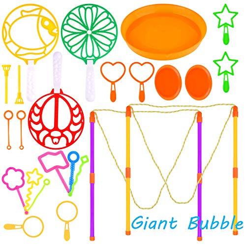 TUPARKA 24 Pcs Large Bubble Wand Toy Set, Giant Bubble Wands for Kids,Colorful Bubble Maker Wands Tools Big and Small Bubble Wands Bulk Party Favors ,Summer Outdoor Toys