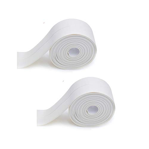 HOWDIA Caulk Strip PE Self Adhesive Tape 2 Pack for Bathtub Bathroom Shower Toilet Kitchen and Wall Sealing 1-1/2" x 11'- White HOWDIA Caulk Strip PE Self Adhesive Tape 2 Pack for Bathtub Bathroom Shower Toilet Kitchen and Wall Sealing 1-1/2" x 11'- White