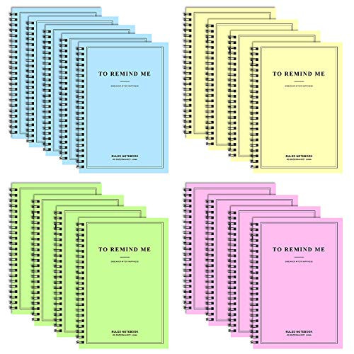 TUPARKA 13 Pack Spiral Notebook Bound Wide Ruled Spiral Bound Pastel Color School Notebooks, 60 Pages
