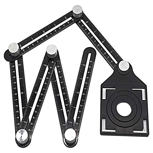 Aluminum Alloy Ruler, Six-Sided Measuring Tool Universal Angularizer Ruler Metal Multi Angle Ruler Opening Locator Aluminum Alloy Angle Template Tool