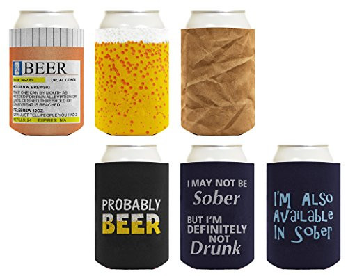 Beer Coolie Drinking Gift Bundle Funny Variety 6 Pack Can Coolie Drink Coolers Coolies Set #3