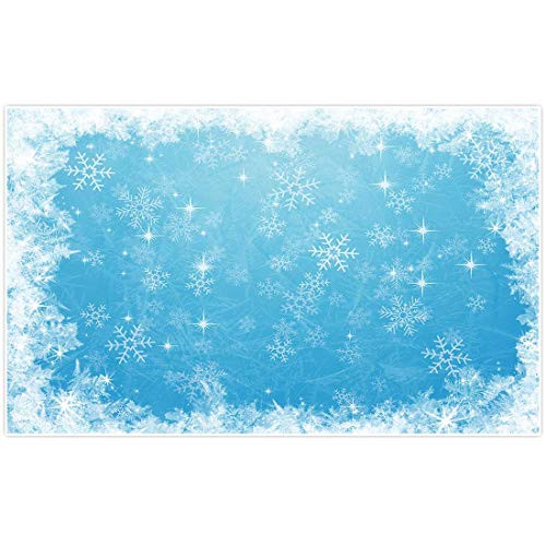 Allenjoy 5x3ft Ice Blue Winter Backdrop for Studio Photography 1st First Birthday Party Decors Banner Customizable White Snowflake Snowfall Christmas Background Baby Shower Kids Photo Booth Props