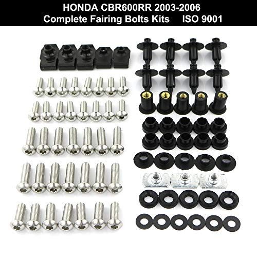 Xitomer Stainless Steel Full Sets Fairing Bolts Kits, for HONDA CBR600RR 2003 2004 2005 2006, Mounting Kits Washers/Nuts/Fastenings/Clips/Grommets, Bodywork Screws