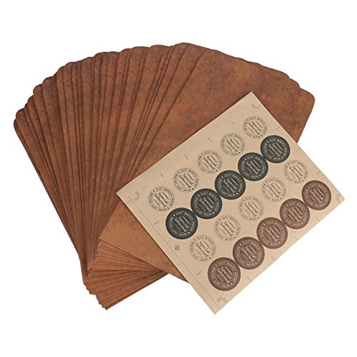 70Pcs Old Fashioned Envelopes 8.66''4.72'', Yoption 50 Pack Vintage Classic Kraft Paper Envelopes and 20 Stickers for Writing and Printing (Brown Kraft Paper Envelopes)