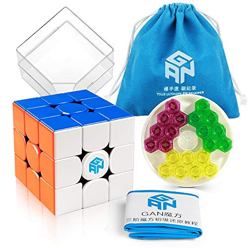 D-FantiX Gan 356 M 3x3 Speed Cube Stickerless Gan 356M Gans 3x3 Magnetic Cube Puzzle Toys with GES (Standard Version)