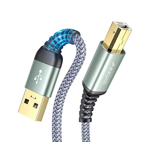 Never Rupture USB Printer Cable, 6.6FT/2 Meter USB Printer Cord USB 2.0 Type A Male to B Male Scanner Cord High Speed Printer Cable to Computer