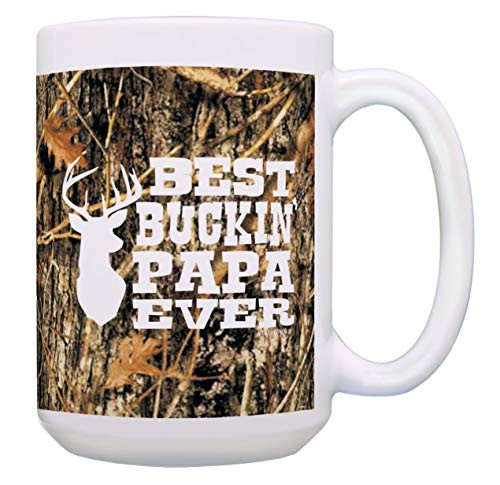 Papa Mug Set Best Buckin' Papa Hunting Gifts 15-oz Papa Coffee Mug Tea Cup Camo