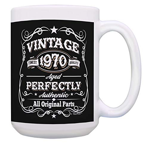 50th Birthday Cup Vintage 1970 Aged Perfectly All Original Parts 15-oz Coffee Mug Tea Cup Black