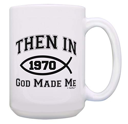 Turning 50 Birthday Gifts In 1970 God Made Me Christian Mug 1970 Mug 15-oz Coffee Mug Tea Cup Multi