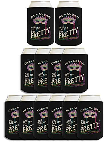 Mardi Gras Decor Throw Beads Tell Me I'm Pretty Mardi Gras Accessories 12-pack Can Coozies Multi
