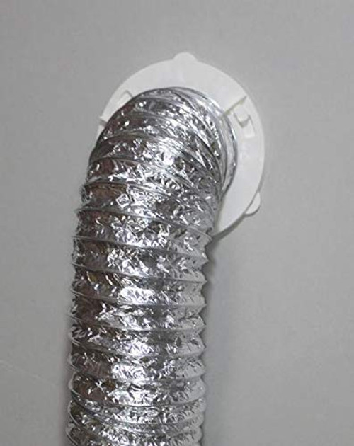 WHITE DRYER DUCT TO WALL CONNECTOR QUICK CONNECT FOR DRYER VENT 6" FOR 4" TUBES (1 Pack)