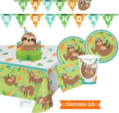 Sloth Party Supplies and Decorations - Sloth Party Plates and Napkins Cups for 16 People - Includes Sloth Birthday Banner, Tablecloth and Sloth Centerpiece - Perfect Sloth Birthday Party Decorations and Sloth Birthday Party Supplies! Sloth Party Supplies and Decorations - Sloth Party Plates and Napkins Cups for 16 People - Includes Sloth Birthday Banner, Tablecloth and Sloth Centerpiece - Perfect Sloth Birthday Party Decorations and Sloth Birthday Party Supplies!