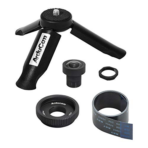 Arducam 130 Degree M12 Lens Bundle for Raspberry Pi HQ Camera, Wide Angle Lens with Portable Tripod Stand and 2ft/60cm Black Camera Cable
