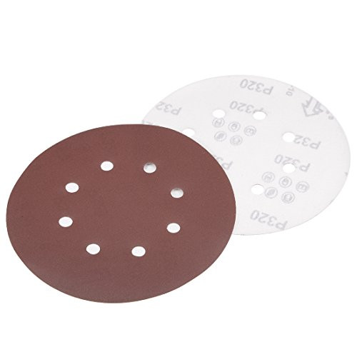 uxcell 10Pcs 7 Inch 8 Hole Hook and Loop Sanding Disc 320 Grit Flocking Sandpaper Random Orbital Sander Paper