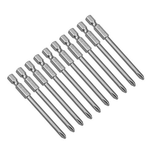 uxcell 10 Pcs 4.5mm PH1 Magnetic Phillips Screwdriver Bits, 1/4 Inch Hex Shank 3-inch Length S2 Power Tool