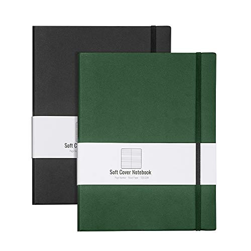 RETTACY College Ruled Composition Notebooks 2 Pack - B5 Large Leather Notebook Ruled Journal with 408 Pages,100gsm Thick Paper,7.6 X 10