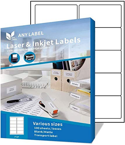 Anylabel 10 Up Shipping Address Labels 2 x 4 inch 100 Sheets, Total 1000 Labels