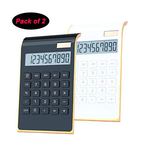 Desktop Calculator, BESTWYA 10-Digit Dual Power Handheld Desktop Calculator with Large LCD Display Big Sensitive Button (New Black & White, Pack of 2)