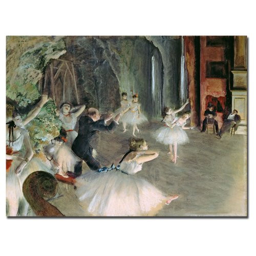 The Rehearsal of the Ballet on Stage by Edgar Degas, 14x19-Inch Canvas Wall Art
