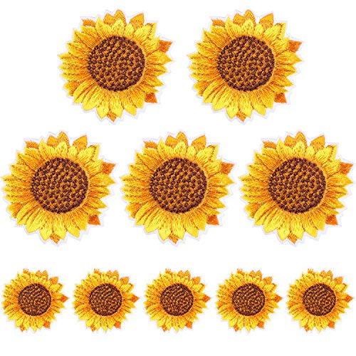 Sunflower Embroidery Patches Iron and Sew On Applique Badge for Clothes Jeans Jacket Hat Dress DIY Accessories (10 Pieces)