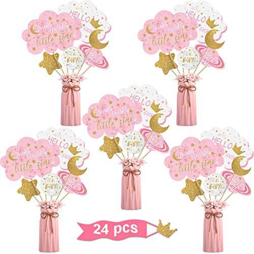 24 Pieces Twinkle Twinkle Little Star Centerpiece Sticks for Star Party Table Toppers Birthday Party Decoration Baby Shower Birthday Party Supplies (Pink) 24 Pieces Twinkle Twinkle Little Star Centerpiece Sticks for Star Party Table Toppers Birthday Party Decoration Baby Shower Birthday Party Supplies (Pink)
