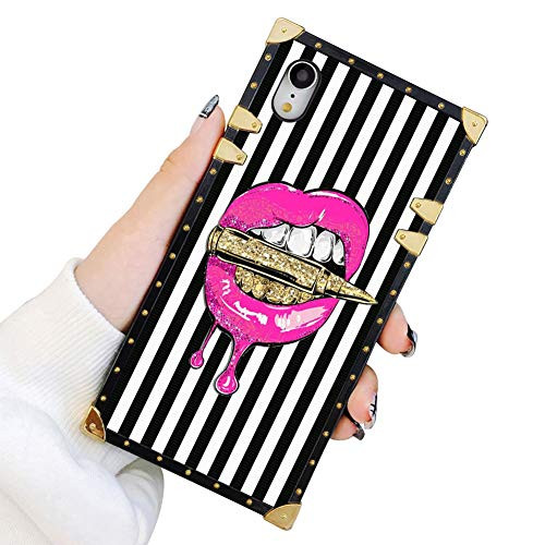Square Case Compatible iPhone XR Pink Lips in Bullet Luxury Elegant Soft TPU Shockproof Protective Metal Decoration Corner Back Cover Case iPhone XR Case 6.1 Inch Square Case Compatible iPhone XR Pink Lips in Bullet Luxury Elegant Soft TPU Shockproof Protective Metal Decoration Corner Back Cover Case iPhone XR Case 6.1 Inch