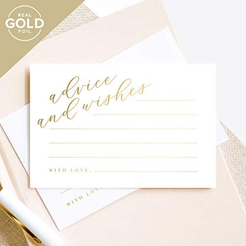 Bliss Collections Gold Advice and Wishes Cards, Perfect for the Bride and Groom, Mr and Mrs, Baby Shower, Bridal Shower, Wedding, Graduation or Special Event, 50 Pack of 4x6 Cards
