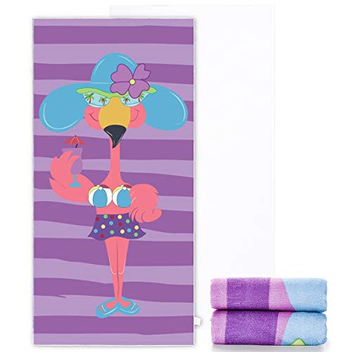 Ricdecor Beach Towel Oversized Beach Blanket for Women Kids Beach Towel Microfiber Towels Large Pool Towels with Purple Flamingos Pattern 3161inch