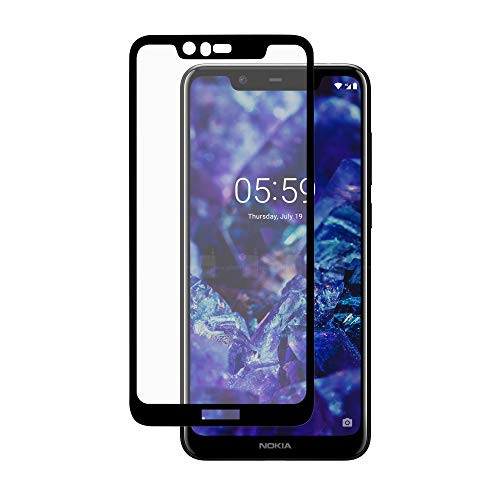 Nokia 5.1 Plus Screen Protector, BoxWave [ClearTouch Glass Ultra] 9H Tempered Glass Screen Guard w/Colored Border for Nokia 5.1 Plus - Jet Black