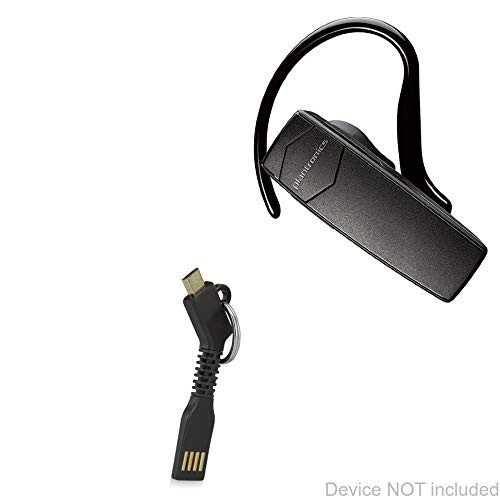 Plantronics Explorer 55 Cable, BoxWave [Micro USB Keychain Charger] Key Ring Micro USB Cable for Plantronics Explorer 55 - Jet Black