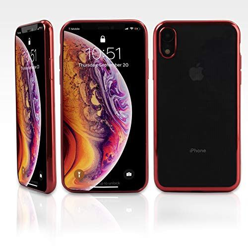 Apple iPhone XR Case, BoxWave [GlamLux Case] Durable Case with Metallic Colored Trim for Apple iPhone XR - Crimson Red
