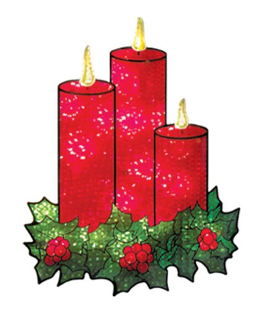 Impact Innovations Christmas Shimmer Lighted Window Decoration, Candles