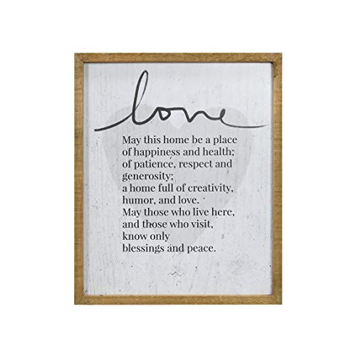 NIKKY HOME 14" x 17" Decorative Wooden Framed Wall Plaque Sign with Inspirational Love Quotes