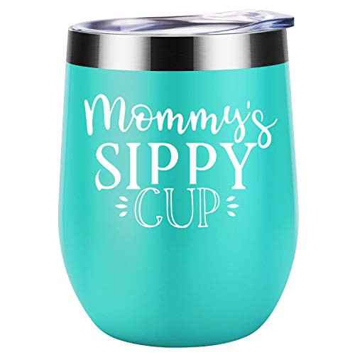 Mommy's Sippy Cup - First Mothers Day Gifts for Mom, Wife - Funny Mom Gifts from Daughter, Son - Best Mom Birthday Presents for Any Mom, New Mom, Mom to be, Pregnant Mom - Coolife Wine Tumbler Mom Mug