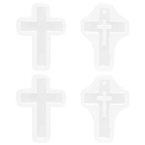 Toyvian 4Pcs Resin Molds Cross Silicone Casting Molds DIY Epoxy Mold Crystal Drop Mold Necklace Pendant Earrings Pendant Jewelry