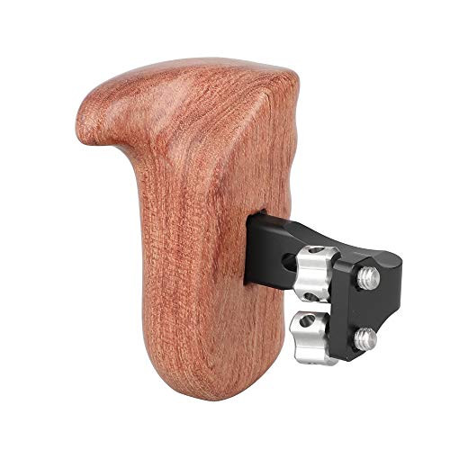 CAMVATE Wooden Handgrip with 1/4" Thumbscrew Connection for Camera Cage Rig (Left Hand)