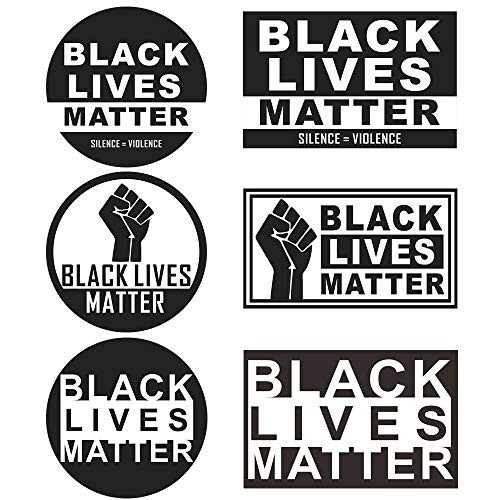 ILamourCar Black Lives Matter Stickers for Car Laptop Silence Violence Political Sign Anti Racism BLM Movement Protest Bottle Wall Window Decal 6 Pack (3 Round+3 Square)