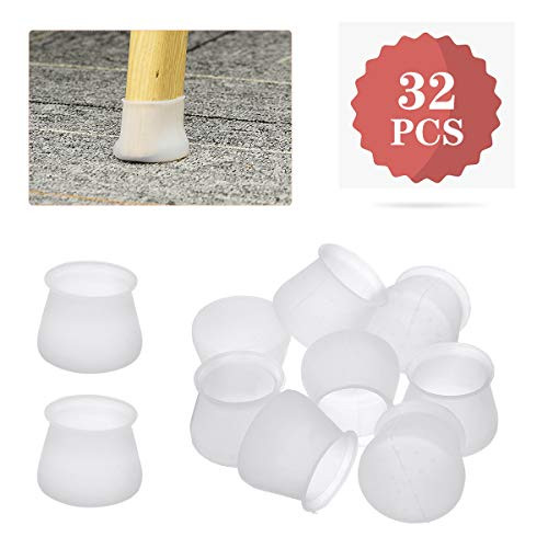 CHARMINER Silicone Furniture Chair Legs Caps, 32pcs Furniture Silicon Protection Cover, Round Anti-Slip Table Feet Pad Bottom Chair Pad Prevents Scratches and Noise Large