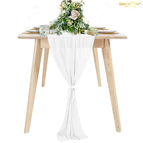 Chiffon Table Runner White 29x120-inch Chiffon Table Runner 10ft Wedding Table Runner Sheer Table Runner Chiffon Tablecloth Runner Chiffon Table Runners for Weddings Parties Decorations