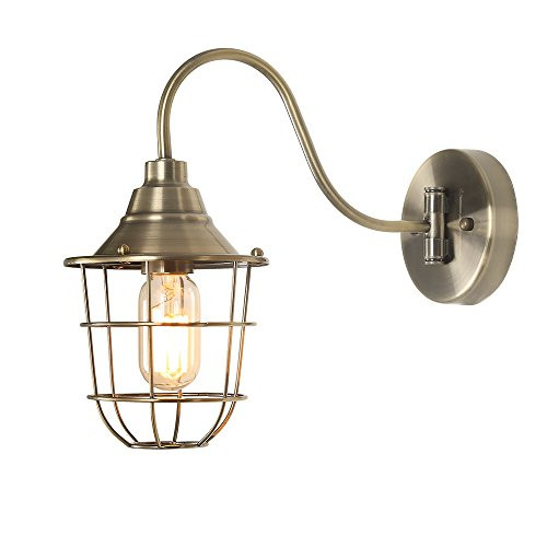 LNC 1-Light Adjustable Caged Sconces Wall Lighting Champagne Wall Sconces Gooseneck Wall Lamps LNC 1-Light Adjustable Caged Sconces Wall Lighting Champagne Wall Sconces Gooseneck Wall Lamps