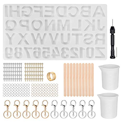 DIY Casting Mold, FIXM Alphabet Silicone Mold Letter Jewelry Making Mold, Number Alphabet Mold for DIY Sugar Cake Craft Casting Mould Silicone Casting Molds Set Kit