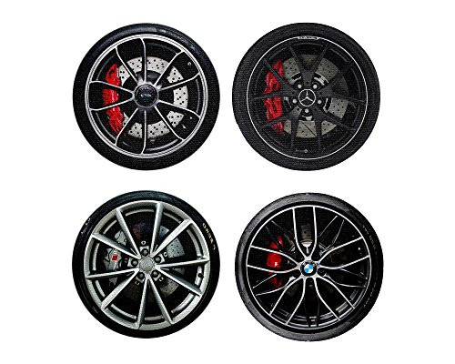 Neurons Not Included Luxury Car Wheels Coaster Set- 4 Piece Set - Neoprene for Drinks