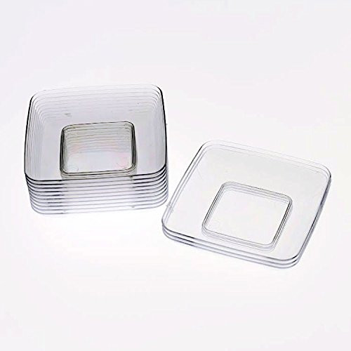Exquisite Plastic Mini Square Appetizer Plates - 120 Ct Square plastic Dessert Plates - 2.4 Inch. x 2.4 Inch. (Clear)