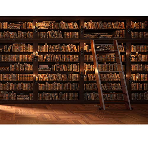 LYWYGG 7X5FT Office Backdrop for Video Conference Video Backdrop Bookshelf Library Background Office Bookshelf Photographic Backdrop CP-264