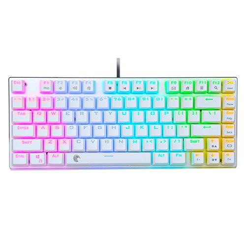 E-Element Z-88 60% RGB Mechanical Gaming Keyboard, Red Switch, LED Backlit, Water Resistant, Compact 81 Keys Anti-Ghosting for Mac PC, White